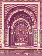 Colorful alcove of the building in the Moroccan style