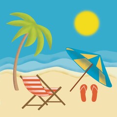 Summer holiday vacation concept. Colorful and flat illustration