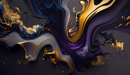 Marble abstract acrylic background. Marbling artwork texture. Agate ripple pattern. Gold powder.