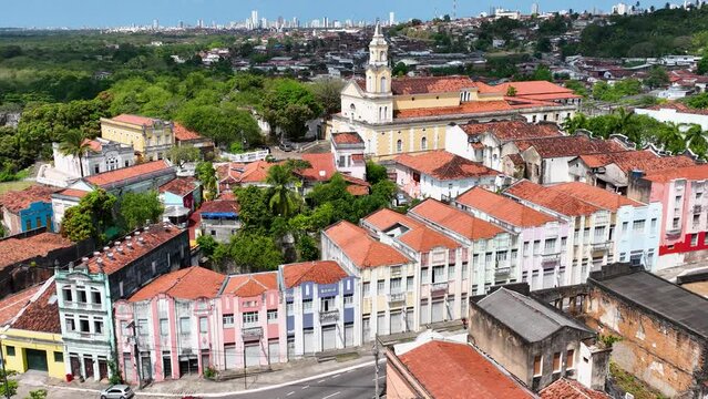 Medieval Buildings At Joao Pessoa Paraiba Brazil. Cityscapes Urban Aerial. Town Clouds District Urban. Town Outdoor District Downtown Panoramic. Town Urban City Landmark. Joao Pessoa Paraiba.