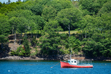Fototapeta na wymiar View of Portland Harbor, Casco Bay, in Maine, USA