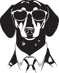 Dachshund in a business suit and sun glasses Vector Illustration, SVG