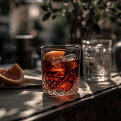 Negroni drink during a summer day
