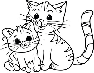  Cute Kitten and Mother Cat Coloring Pages for Kids