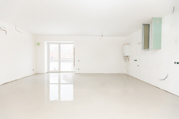 New screed concrete with mixture of cement for leveling for floors