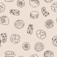 Hand drawn cookies seamless pattern