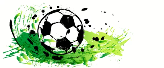 Fotobehang soccer, football, illustration with paint strokes and splashes, grungy mockup, great soccer event © Kirsten Hinte