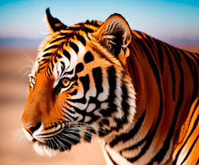 Tiger close-up.  Wildlife photo. Generative AI