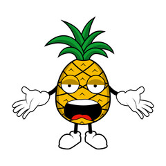 Pineapple Fruit Mascot Cartoon with angry gesture
