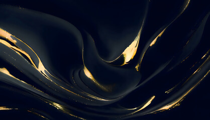 Abstraction graphic waves of black and white with elements of gold strokes

