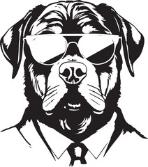 Rottweiler dog in a business suit and sun glasses Vector Illustration, SVG