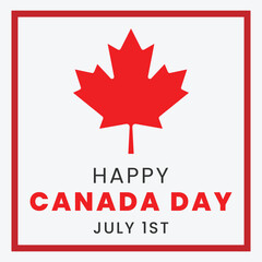 Happy Canada Day, 1st july, Vector illustration greeting card. Canada Maple leaves on white background
