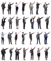 group of business people showing thumbs up isolated