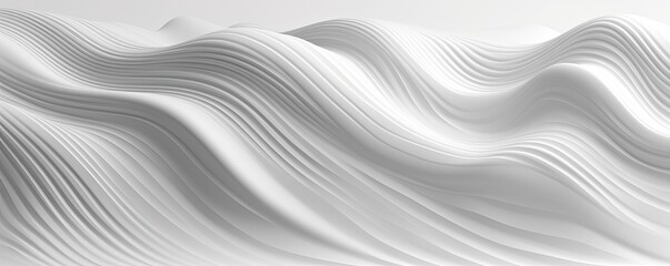  Abstract White wavy sculpted Horizontal background, wave of 3d white liquid flow of marble. Liquid flow texture. Fluid art Abtract-themed, photorealistic illustrations in JPG. generative Ai