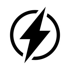 Flash lightning bolt in flat style icon. Electric power symbol. Power energy simple black style sign for apps and website, vector illustration.