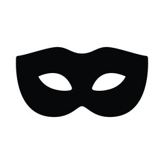 Thief mask in flat style icon, eye mask symbol, Masquerade costume simple black style sign for apps and website, vector illustration.
