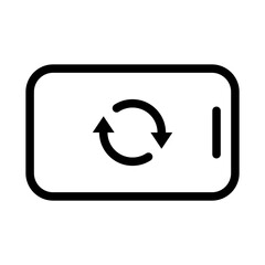 Rotate Mobile phone in line style icon, Device rotation symbol, rotating arrow, sync, exchange, convert simple black style sign for apps and website, vector illustration.