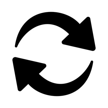 Rotating arrow in line style icon. sync arrows symbol. exchange, convert, circular, cyclic arrows, recurrence, flip, reverse simple black style sign for apps and website, 