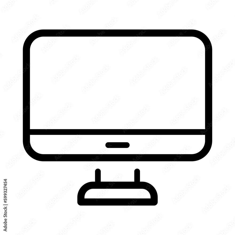 Poster modern computer monitor screen in line style icon, desktop symbol, monitor display screen simple bla