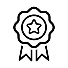 Winning award in line style icon, winning, prize, medal, badge, prize, achievement, seal, quality, star, certified medal symbol. badge with ribbons simple black style sign for apps and website, 