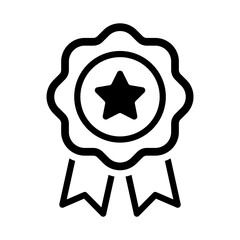 Winning award in line style icon, winning, prize, medal, badge, prize, achievement, seal, quality, star, certified medal symbol. badge with ribbons simple black style sign for apps and website, 