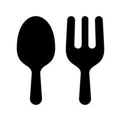 Fork and spoon in flat style icon, restaurant symbol, eat, meal, feed simple black style sign for apps and website, vector illustration.