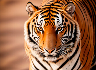 Fototapeta na wymiar Tiger close-up. Wildlife photo. Generative AI