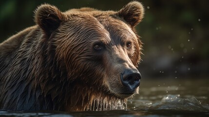 Fototapeta na wymiar Captivating Wild Bear Encounter - AI Generated