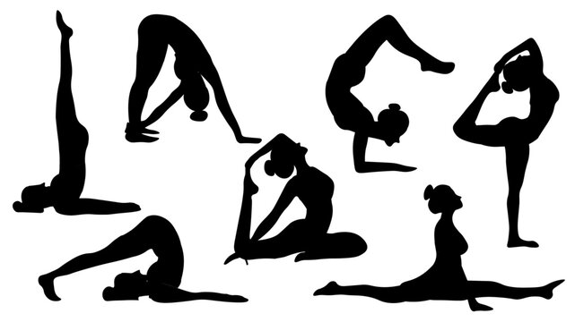 silhouette of a person in yoga pose doing yoda exersice