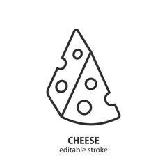 Cheese line icon. Dairy product outline vector illustration. Editable stroke.