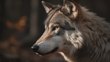 Naklejka na ściany i meble Captivating Gray Wolf in Nature, AI Generated