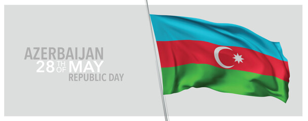 Azerbaijan republic day greeting card, banner with template text vector illustration