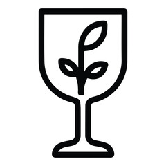 Leaf In Wineglass Flat Icon Isolated On White Background