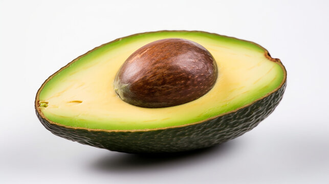 Half of fresh avocado isolated on white background Ai generated image