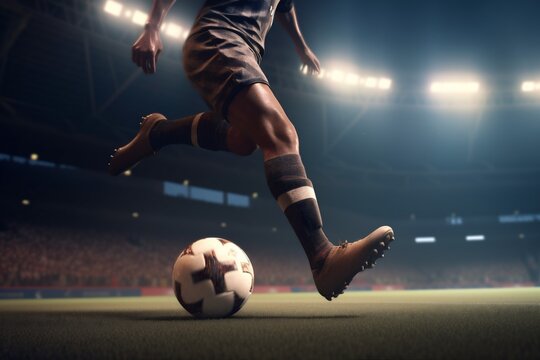 soccer stadium goal football sport foot competition ball game kick. Generative AI.