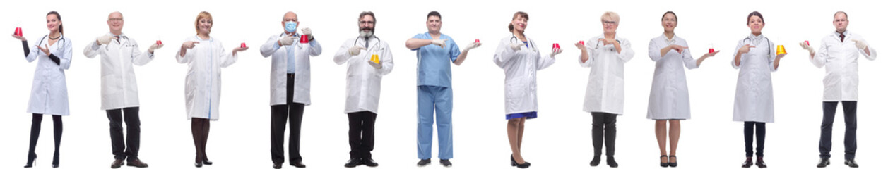 laboratory assistant holding a flask with liquid isolated