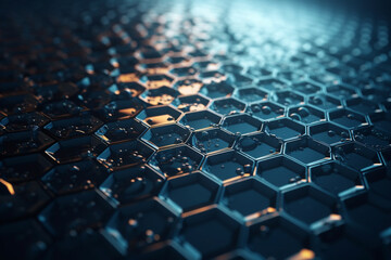 Obraz premium close up of hexagons tech background ai generative