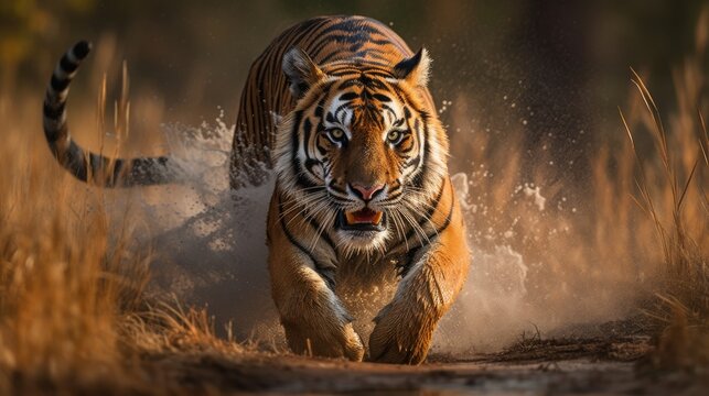 Bengal Tiger Majesty: Stunning Shot! AI Generated Generative AI