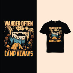 Wander Often Camp Always t-shirt Design Vector