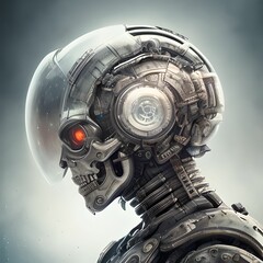 Fototapeta premium Robot cyborg Skull 