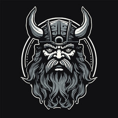 Vector Graphic of Viking God Odin in Helmet