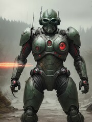 Robot cyborg posing
