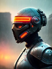 skull robot Cyberpuunk