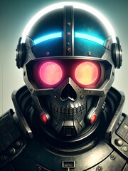 skull robot Cyberpuunk