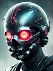 skull robot Cyberpuunk