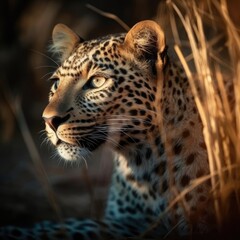 Fototapeta na wymiar Leopard in natural habitat (generative AI)