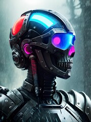skull robot Cyberpuunk