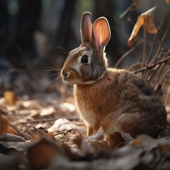 Fototapeta premium Rabbit in natural habitat (generative AI)