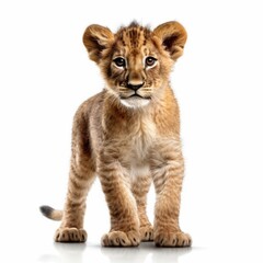Baby Lion isolated on white (generative AI)
