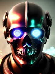 skull robot Cyberpuunk